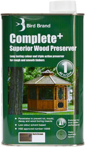 Picture of Bird Brand Complete Superior Wood Preserver Dark Brown 1l