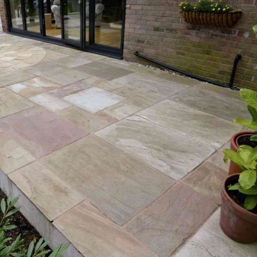 Picture of Brett Riven Sandstone Natural Stone Paving Patio Pack Sunrise 15.37m2