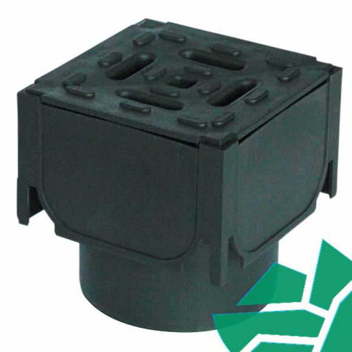 Picture of ACO HexDrain Corner Unit with Black Plastic Grate and Vertical Outlet