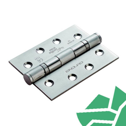 Picture of 102 x 76 x 3mm Ball Bearing Hinge Grade 13 C/W Screws (Pair) Satin Stainless Steel