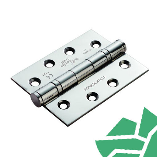 Picture of 102 x 76 x 3mm Ball Bearing Hinge Grade 13 C/W Screws (Pair) Bright Stainless Steel