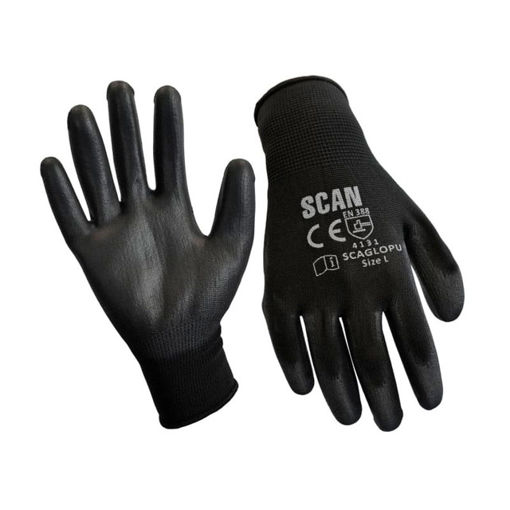 Picture of Scan Black PU Coated Gloves 12 Pairs - Medium