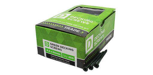 Picture of 75x4.5mm Decking Screws - Pozi Drive - Exterior Green Coating -  Box of 200
