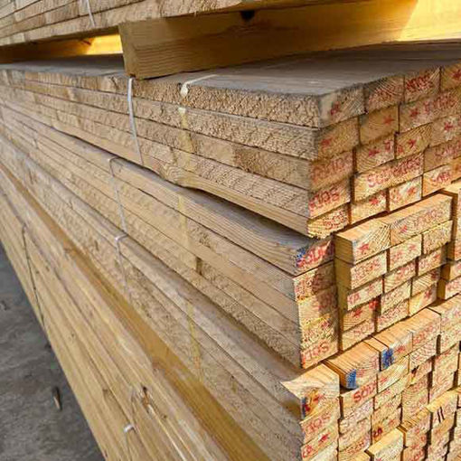 Picture of 25x50 Treated Roofing Tile Batten PEFC Gold Yellow Treated BS5534 -4.8m