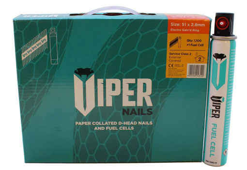 Picture of 75x3.1mm VIPER Gun  Nails RG Galv'd HANDY Pack (1100) + 1 Fuel Cell