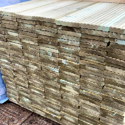 Picture of 32x150 Treated Softwood Timber Decking Board, 4.8m UC3 Reversible (Nyby/Dual Pattern)